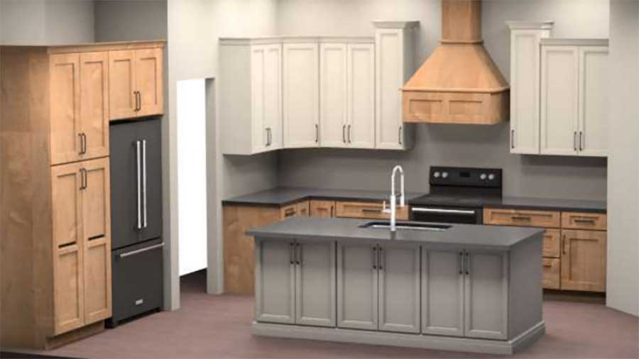 3-D kitchen rendering.